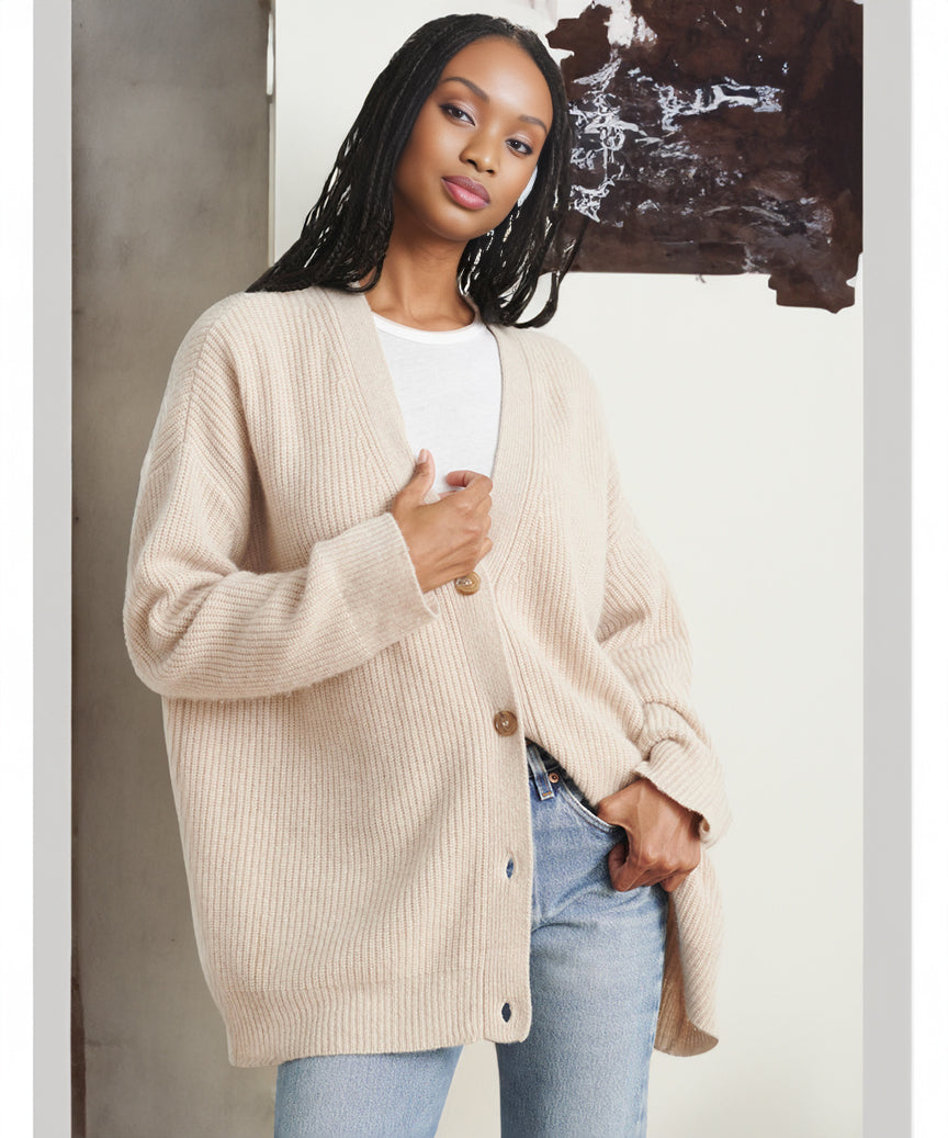 Women’s Cozy Ribbed Oversized Cardigan
