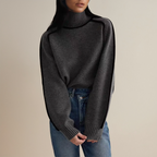 Women’s Oversized Contrast Trim Turtleneck Sweater